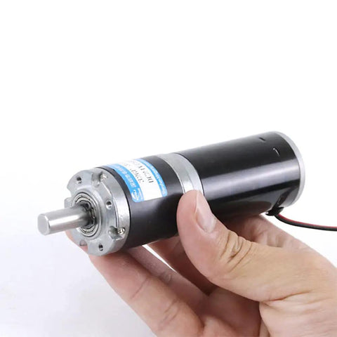 Hand holding Beefy 12V 24V Planetary Gear Motor With All Metal Gearbox And Bracket Tiny Yet Mighty DC Electric Motor 98 RPM