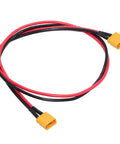 XT30 Power Connector Male To Male 18AWG Extension Cable with gold-plated ends, red and black wires, 50cm, for RC quadcopter use.