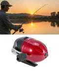 Closed Face Spin Cast Fishing Reel With 2.6 To 1 Gear Ratio And Pre Spooled Line for Freshwater and Saltwater use against sunset view.