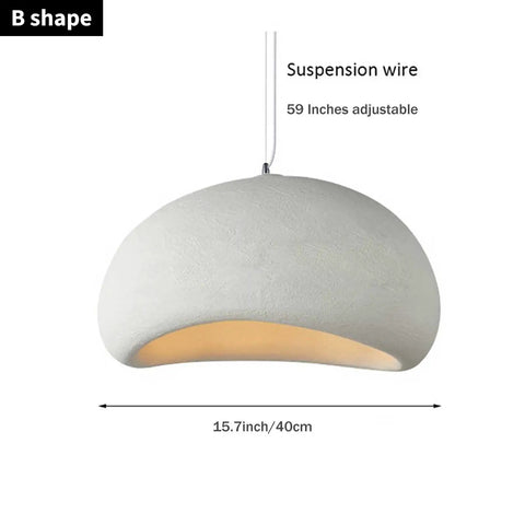 Wabi Sabi 40cm Pendant Light Lit For Dining Room, Kitchen Island, And Hallways, Matte White Bird Nest Design, B shape