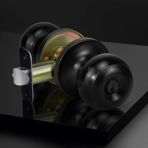 Keyed Entry Door Knob Set Matte Black 6 Pack For Exterior And Interior Doors With Lock And Key Left Or Right Handed ANSI Grade 3