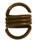 Disc brake actuator spring, rusted steel coil with hooked ends.
