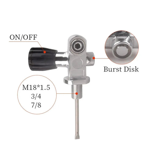 Diving Pneumatic Cylinder Adapter On Off Valve Air Tank Quick Connect Coupler with M18*1.5 thread details visible