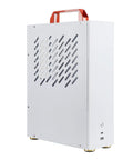 Side view of Carryable Micro ATX PC Case with Handle for Small Form Factor Builds ITX MATX Mini Tower with Ventilation Panels, white.