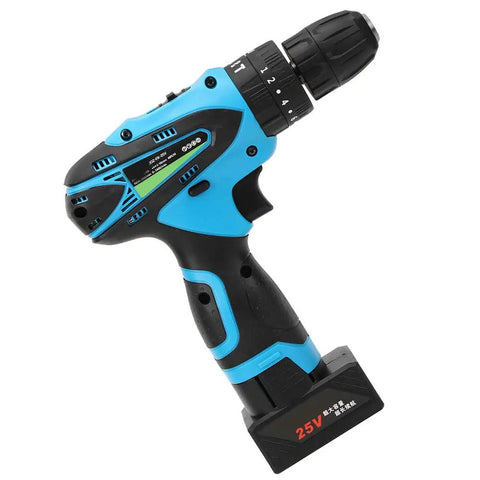 Rock Solid 25V Cordless Drill Driver with powerful rechargeable battery, lightweight design for easy handling in home repairs.