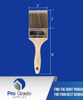 Two Pack 3 Inch Flat Paint Brushes With Durable Wood Handles And Thick Synthetic Filament For Faster Coats, Smooth Streak Free Finish On Walls, Trim And Cabinets, Ideal For Pros And DIYers, showing brush measurement.