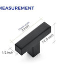 10 Pack Black Square Bar Cabinet Knobs 2 Inch Matte Black Square Cabinet Pulls With Single Hole Design dimensions diagram