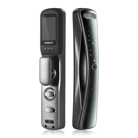 Heavy Duty Smart Door Lock With HD Camera And Fingerprint Scanner For Home Safety Quick Password And IC Card Key view showing keypad and design.