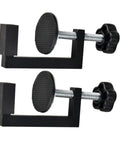Outdoor Furniture Clips For Rattan And Wicker Chairs 2 Pack Sturdy Patio Sofa Fasteners Easy Install Clip To Stop Movement And Wobble Keeps Sections Secure On Garden Lounge Sets, two black clips with round pads and screw mechanism.