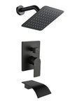 Brushed Nickel Shower System With Waterfall Tub Spout Tub And Shower Trim Kit Rough In Valve Wall Mounted Faucet Set For Bathroom Upgrade With Pressure Balance Cartridge And Easy Install