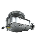 Power Steering Pump Seal Kit With Pulley And Double Groove, Chrome Finish, side view of shiny chrome component for SBC GM engines