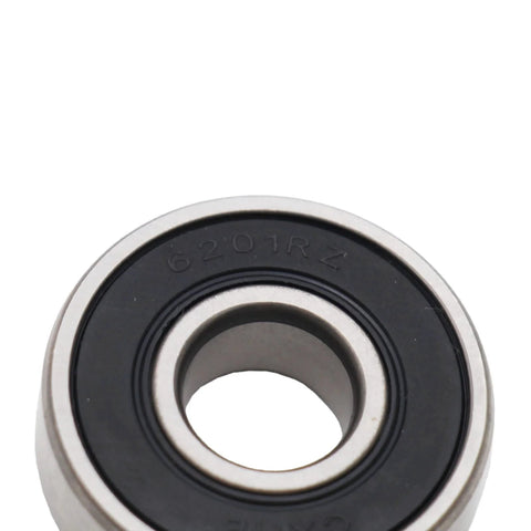 Close-up of 6201RZ shielded ball bearing with 12mm bore and 32mm outer diameter