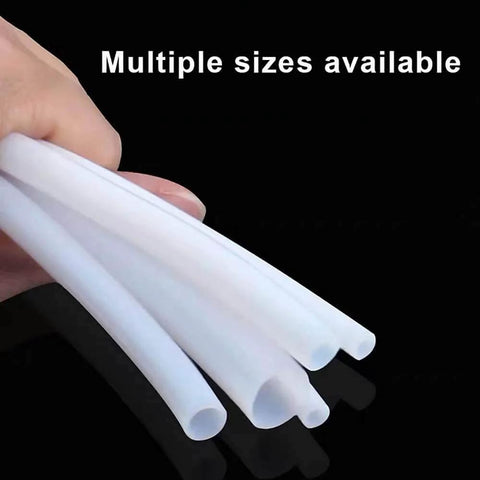 Hand holding multiple sizes of PTFE Teflon Tubing 6mm ID X 8mm OD White Translucent Hose for Bowden 3D Printer 3 Meters Long Dope Tubing
