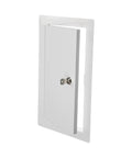 Bulletproof Lockable Metal Access Panel For Drywall 6X12 Inch with key, white epoxy steel, flush finish for crawl space access.