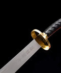 Close-up of a Handmade Wushu Dao Sword With Flexible Stainless Steel Blade And Black Scabbard For Kung Fu Training And Display