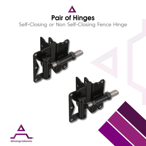 Self Closing Gate Hinge For Aluminum Gate With Heavy Duty Enclosed Spring Powder Coated Stainless Steel Horizontal Adjustable Black 2 Sided Gate Attachment Pair Advantage Industries