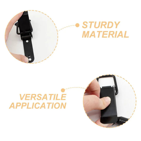 Close-up of Spring Loaded Toggle Latch Cabinet Catch Set With Screws Black Medium Size 4 Pieces Hardware Kit showing material and use.