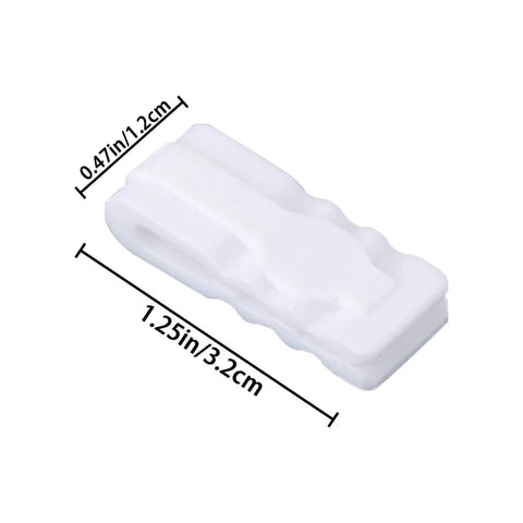 White plastic clip from 30 Pack Vacuum Storage Bag Sealing Clips Quick Snap Zipper Grips Reusable Bag Sealer for Kitchens and Homes.