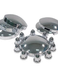 Steel Chrome Axle Wheel Cover Set For Semi Trucks With Front And Rear Hub Caps And Lug Nut Covers Kit Includes 2 Front Hub Caps