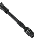 Side view of black adjustable steering column intermediate shaft with U-joint ends (18.5–20.7 in)