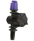 Ten Count Half Circle Adjustable Sprayers for Garden Irrigation, Model A187010B, blue finish nozzle, close-up