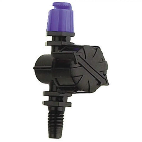 Ten Count Half Circle Adjustable Sprayers for Garden Irrigation, Model A187010B, blue finish nozzle, close-up