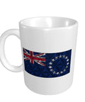 Cook Islands Flag With Polygonal Effects 11 Oz Coffee Mug Double Sided Print With Handle Premium Ceramic Cup Great Gift