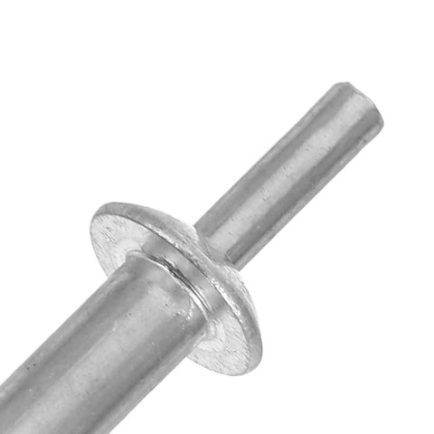 Close-up of aluminum round head from Knock Type Expansion Rivet Kit 130 Pcs M5 Aluminum Core Pop Blind Rivets Set