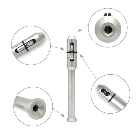 Wire Feeding Pen Tool For TIG Welding with focus on aluminum body and grip design for 0.8-3.2 mm wires, shown in various angles.
