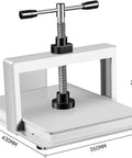 Game Changing Heavy Duty Steel Book Press Machine Built To Flatten Wrinkled A3 And A4 Sheets With Double Balance Rod and Serious Squeeze Workhorse viewed from the side with measurements.