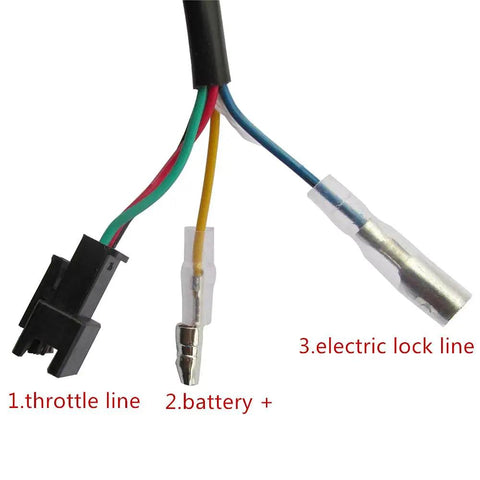 Wiring diagram for 12V To 99V Electric Scooter Thumb Throttle Accelerator with three labeled wires for connection.