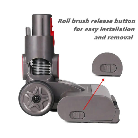 Floorhead Roller Brush Attachment With LED Headlights For Dyson V7 V8 V10 V11 V15 Vacuums showing roll brush release button