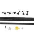 Badass Wall Mounted Stair Handrail Heavy Duty Stainless Steel Black Cylinder Design Killer Grip components including pipes and brackets.