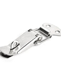 Durable Spring Loaded Latch Catch Toggle Hasp For Cabinet Boxes Sliding Doors And Windows Made From Mild Steel Heavy Duty simple lock tool accessory, side view.