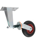 Heavy Duty Red Rubber Gate Caster Wheel Featuring Bounce Back Shock Spring And 600 Pound Load Rating For Seamless Universal Fence Glide System that is sturdy and well-designed.
