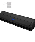 Sleek 42 Inch Black Air Curtain With 1000 Cfm High Velocity Airflow And Two Speeds mounted above door, includes mounting brackets.