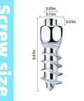 Rock Solid 100Pcs 12mm Carbide Tire Studs With Fast Fit Tool For Cars Trucks And Suvs Gives Major Cold Weather Grip and Anti Ice Traction On Snowy Slushy Roads, close-up of carbide tire stud showing dimensions.