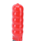Close-up of a red plastic handle guard on Quick Release Toggle Clamp For Jigs And Workbenches With Plastic Handle Guard Fast Clamping For Welding Woodworking And Metal Work Safe Reliable Hold Down Fixture For Circuit Boards And Metal Plates