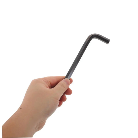 Hand holding Super Cool L Shaped Hex Wrench Set With Ergonomic Grip And High Carbon Steel Build For Tough Bike Repairs And Home Fix-Ups