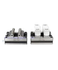 Precision Four Axis CNC Machining Vice With Self Centering Double Jaw Design And Smooth Turntable Rotation Offering Knockout Clamping For Daily Shop Hustle with dual jaws and mounting features.