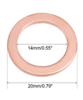 Premium 10 Pack Copper Flat Washers 14Mm Inner X 20Mm Outer X 1.5Mm Thick Heavy Duty Hardware for bolts and nuts with measurements