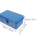 Classic Vintage Blue Metal Toolbox And Portable Tool Organizer For Auto Repair Job Site Storage Home Fix Ups Heavy Duty Rolling Gear Rack With Badass Grip Latches, measuring 20x13x6.7 cm.