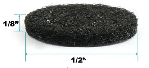 Self Adhesive Black Felt Bumpers One Half Inch Diameter One Eighth Inch Thick Forty Eight Pack For Picture Frames Cabinets Doors And Furniture Protection shown with dimensions