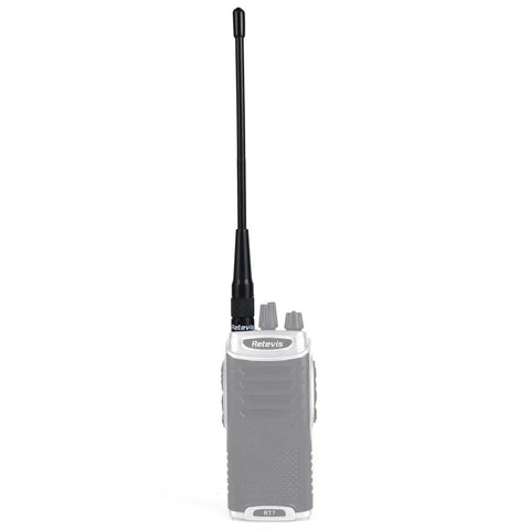 Beefed Up SMA Female Ham Radio Antenna 7.9 Inch Whip For VHF UHF 144 430 MHz With Low VSWR Under 1.5 2.15dBi Gain on radio.