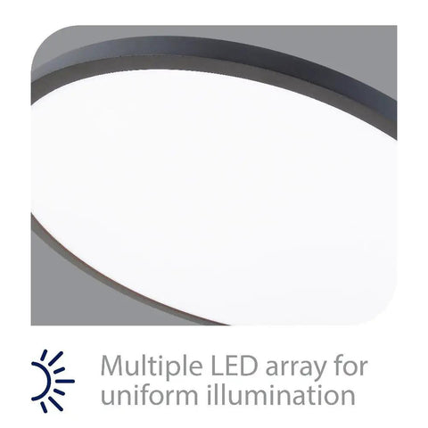 Round 15 Inch LED Flush Mount Light, Energy Star Rated, 3000K Warm White, White Aluminum Housing With Diffuser close-up view