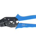 Ratcheting Wire Crimping Tool With High Precision Terminal Crimper, blue ergonomic handles, alloy steel, multifunction use