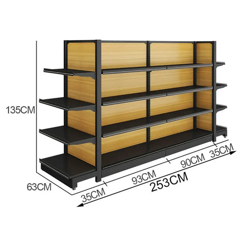 Built Tough Four Tier Metal Storage Shelving Unit With Adjustable Crossbars Heavy Duty Double Sided Rack, 253CM wide, 135CM tall.