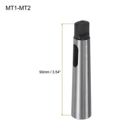 2 Pieces Morse Taper Adapter MT2 MT1 90mm Reducing Sleeve High Carbon Steel Drill Chuck Sleeve showing length measurement