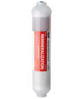 FA15 Alkaline Inline Water Filter Cartridge 10 Inch By 2 Inch With One Quarter Inch Quick Connect visible, white with red label
