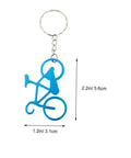 Blue Everyday Carry Bottle Opener Keychain With Bicycle Pendant Multipurpose Lightweight Metal Lid Lifter For Bar And Car Keys Durable EDC Accessory Pack Of Ten.